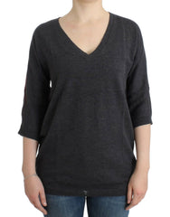 Women's Gray Short Sleeved Sweater Alpaca