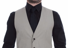 Men's Beige Silk Blend Dress Formal Vest Gilet Cotton