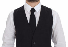 Men's Gray Slim Fit Button Front Dress Formal Vest