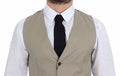 Men's Beige Cotton Dress Vest Blazer Jacket