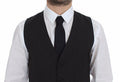Men's Gray Wool Stretch Dress Vest Blazer Polyester