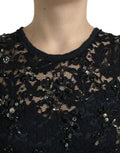 Women's Black Floral Lace Crystal Sheath Dress Rayon