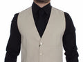 Men's Beige Cotton Stretch Dress Vest Blazer