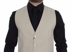 Men's Beige Cotton Stretch Dress Vest Blazer
