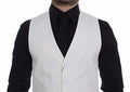 Men's White Cotton Silk Blend Dress Vest Blazer