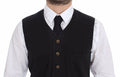 Men's Black Cotton Viscose Dress Vest Blazer