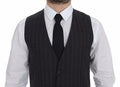 Men's Gray Striped Wool Logo Vest Gilet Weste Acetate Clothing