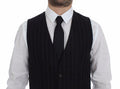 Men's Black Striped Wool Logo Vest Gilet Weste Clothing
