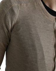 Men's Henley Pullover Beige Cashmere Sweater Clothing