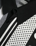 Men's Striped And Polka-Dot Silk Blend Cardigan Black Cotton Wool
