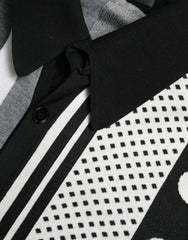 Men's Striped And Polka-Dot Silk Blend Cardigan Black Cotton Wool