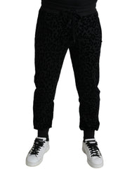 Men's Leopard-Pattern Cotton Jogger Black