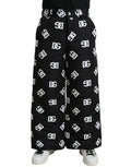 Men's Black Logo Dg Print Wide Leg Pants And White Nylon