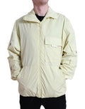Men's Yellow Nylon Collared Full Zip Parka Jacket Polyester Clothing