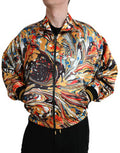 Men's Multicolor Abstract Polyester Bomber Jacket Clothing