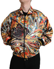 Men's Multicolor Abstract Polyester Bomber Jacket Clothing