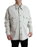 Men's Grey Cotton Button Down Collared Coat Jacket Gray Clothing