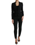 Women's Black Wool Single Breasted Blazer Coat Jacket Virgin Elastane Clothing