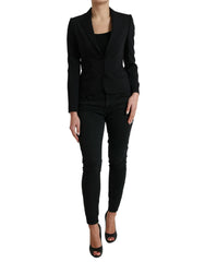 Women's Black Wool Single Breasted Blazer Coat Jacket Virgin Elastane Clothing