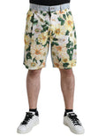 Men's Multicolor Floral Print Denim Bermuda Shorts Cotton