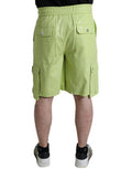Light Green Cotton Men Cargo Bermuda Shorts