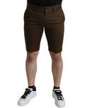 Brown Cotton Stretch Men Bermuda Shorts Elastane