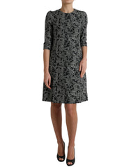 Women's Black Chevron Polyester Shift Mini Dress