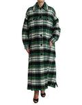 Women's Green Plaid Long Sleeve Casual Coat Jacket Clothing