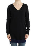 Women's Black V-Neck Lightweight Sweater Acrylic Clothing