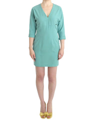 Women's Green 3-4 Sleeved Sheath Dress Polyester