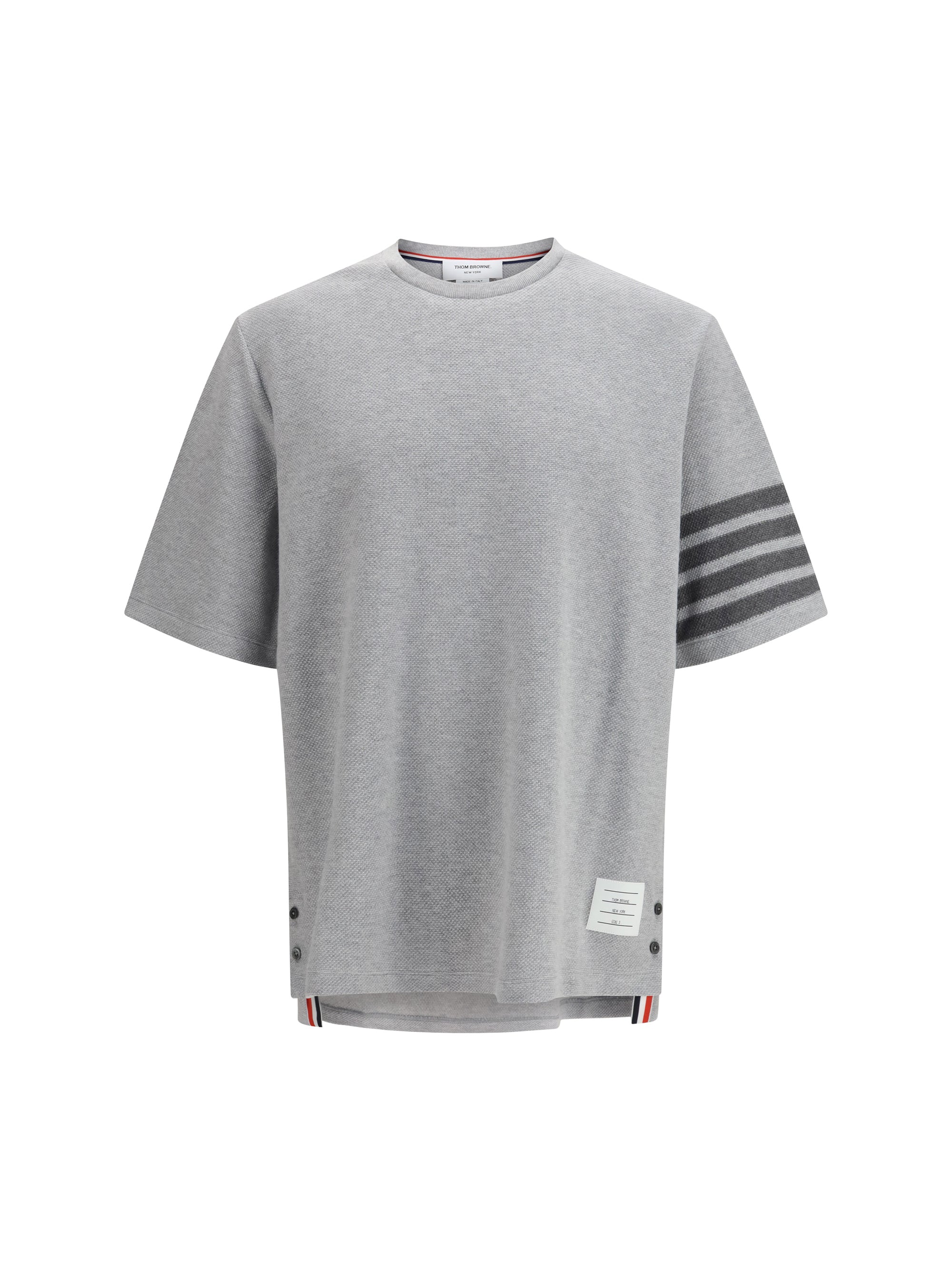 Thom Browne Textured Cotton Piqué T-Shirt — Gray