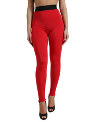 Women's Nylon Dg Logo Leggings Red Elastane