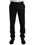 Men's Black Wool Slim Fit Formal Trouser Dress Pants Virgin Silk Polyester