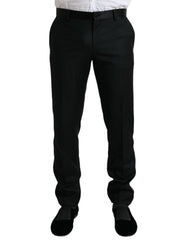 Men's Black Wool Slim Fit Formal Trouser Dress Pants Virgin Silk Polyester
