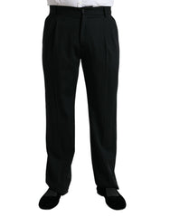 Men's Black Wool Formal Straight Fit Dress Pants Virgin Cotton