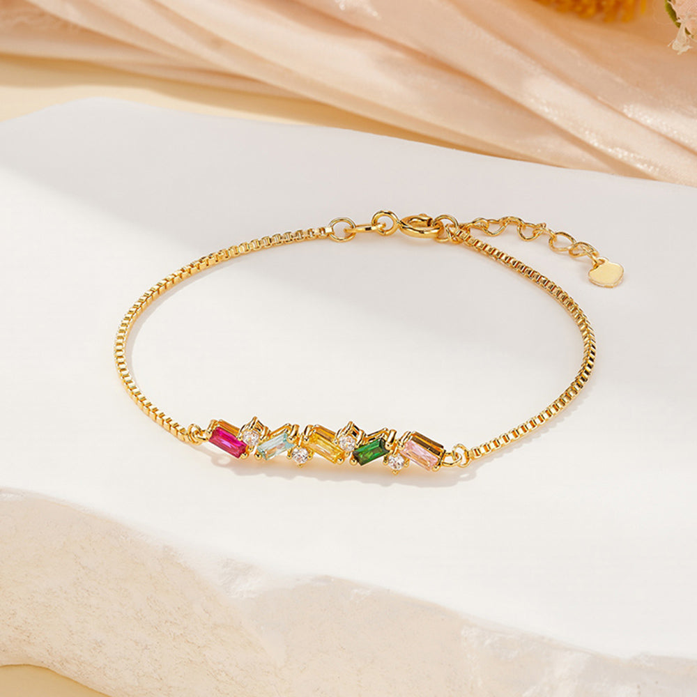 Personalizada 2-7 Rectangular Birthstones Zigzag pulsera con circón Dainty Joyería Cumpleaños Día de la Madre de regalo para las mujeres