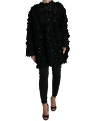 Women's Sequin-Embellished Nylon Sweater Black