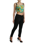 Women's Multicolor Floral Sleeveless Cropped Top Silk Elastane