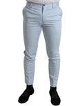 Men's Sky Blue Cotton Stretch Skinny Pants Light Elastane
