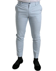 Men's Sky Blue Cotton Stretch Skinny Pants Light Elastane