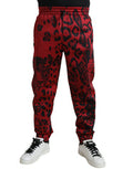 Men's Leopard-Print Joggers Red Polyester