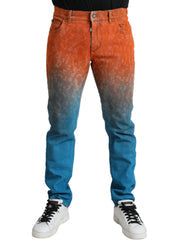 Men's Multicolor Ombre Cotton Slim Fit Denim Jeans Elastane Clothing