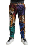 Men's Multicolor Tiger Cotton Loose Denim Jeans Silk Elastane Clothing