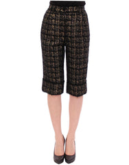Women's Black Fabric Shorts Pants