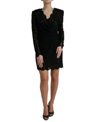 Women's Black Bodycon Lace Cotton Sheath Mini Dress Nylon Viscose
