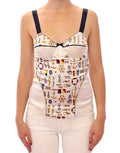 Women's White Sailor Motive Tank Top Polyester
