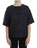 Women's Blue Gold Key Print Silk Blouse