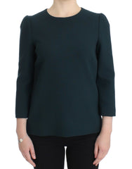Women's Green 3-4 Sleeve Wool Blouse