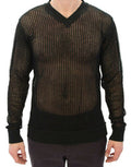 Men's Dark Green Runway Netz Pullover Netted Sweater Cotton Clothing
