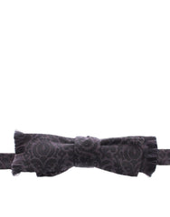 Men's Gray Black Wool Bow Tie Silk